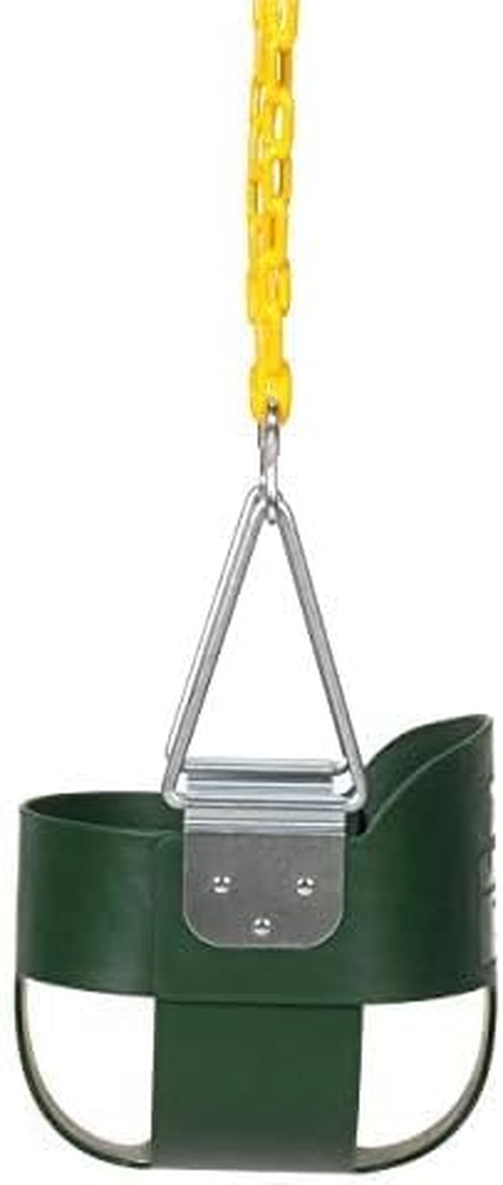 Heavy-Duty High Back Full Bucket Toddler Swing Seat | Coated Swing Chains Fully Assembled | Green Swing Set Accessory
