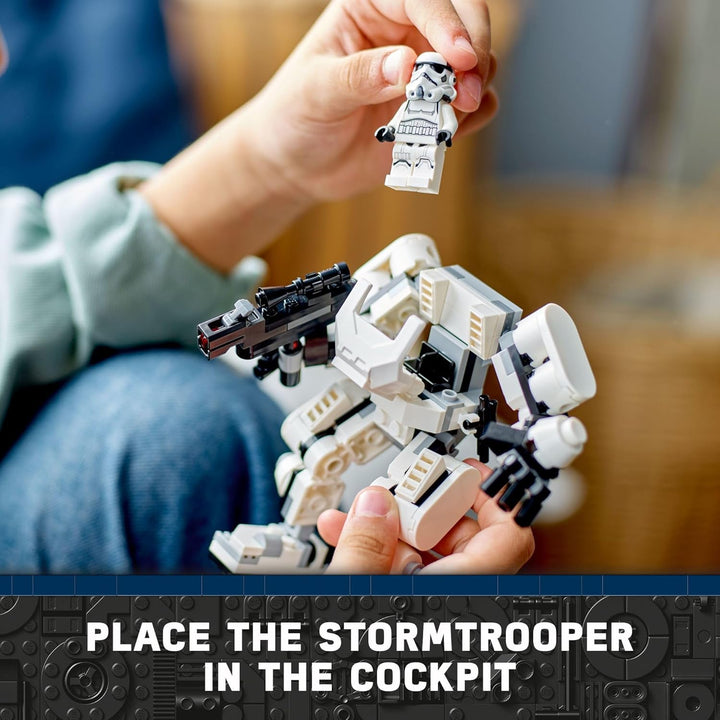 Star Wars Stormtrooper Mech 75370 Star Wars Collectible for Kids, This Buildable Star Wars Action Figure Features a Cockpit, Buildable Blaster and Iconic Imperial Stormtrooper Minifigure