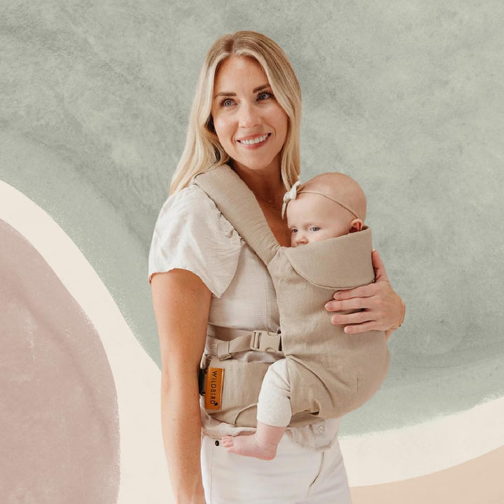- Aerial Carrier - 7 to 45 Lbs - for Moms, Dads & Caregivers - 100% Natural European Linen Fibers - Versatile & Adjustable - Small Size - Desert Lark Fabric