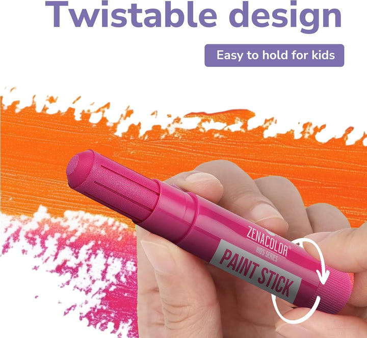 Tempera Paint Sticks - 12 Colors Kids Paints - Non-Toxic Washable Paint Sticks for Kids - Mess Free Quick Drying Art Supplies for Toddlers