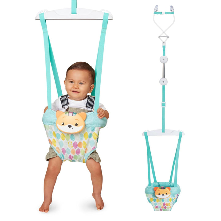 2-In-1 Music & Lights Doorway Jumper - Engaging Activity Jumper with Motion-Activated Sounds for Babies, Fox