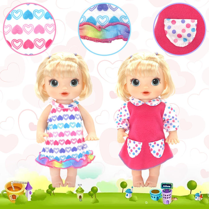 10 Set Alive Baby Doll Clothes, Doll Clothes for 10-12 Inch Girl Dolls Outfits Accessories Include Cute Jumpsuit, Skirts