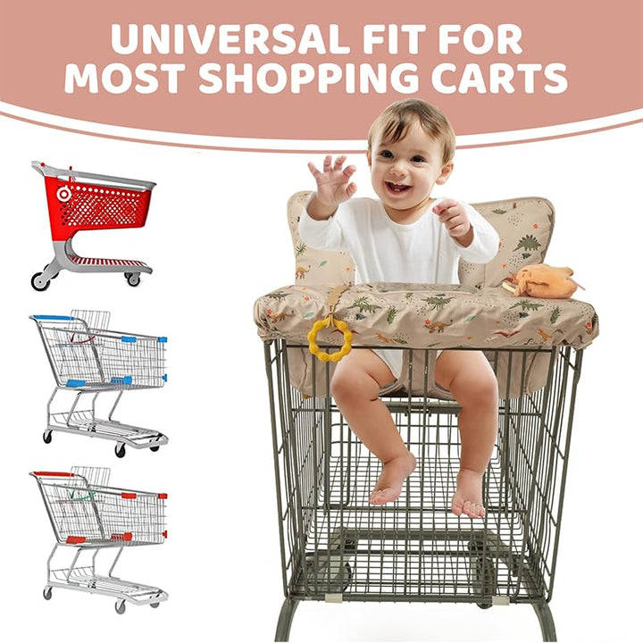 Shopping Cart Cover for Baby 2 in 1 High Chair Covers for Restaurant Comfortable Grocery Cart Seat Covers for Infant, Toddler Universal Suitable for Most Shopping Carts Machine Washable, Dinosaur