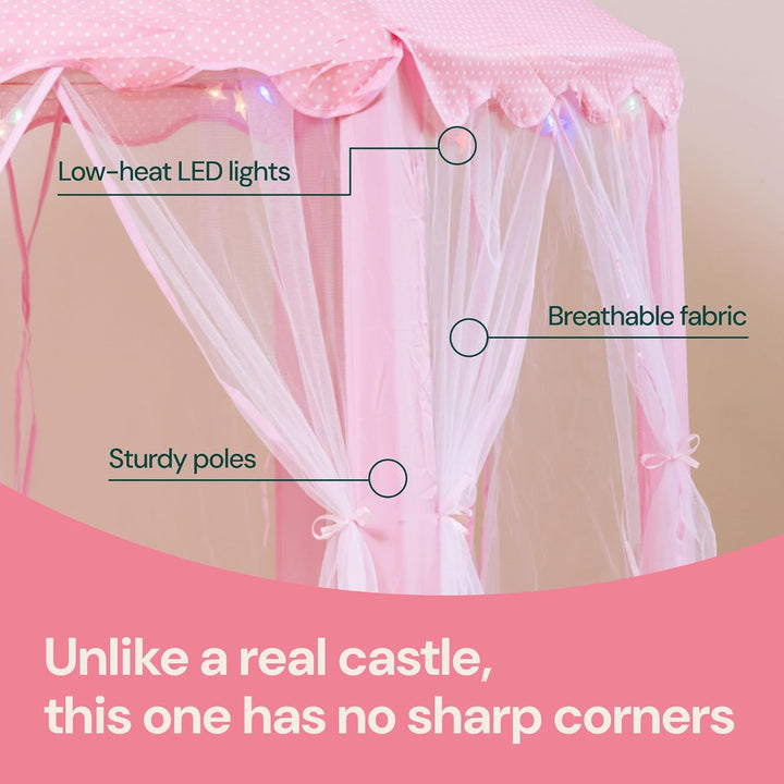 Princess Tent for Kids - 55" X 53" with Led Star Lights - Princess Toys - Toddler Play Tent without Rug - Playhouse, Castle