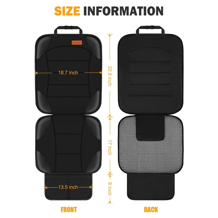 Car Seat Protector for Child Car Seat,Waterproof Car Seat Cover for Leather and Fabric Seats, 2 Mesh Pockets, Non-Slip Bottom,Thick Padding Cushion (Black)