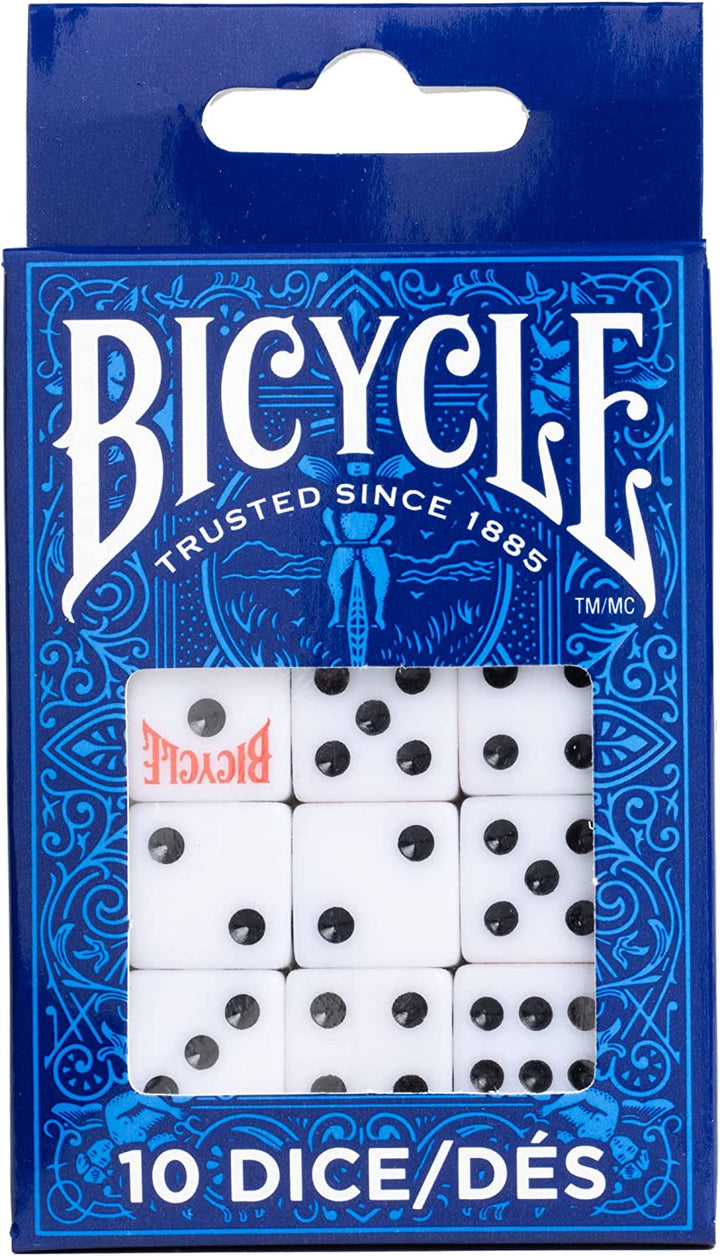 10 Count White 16 Mm D6 Playing Dice Set