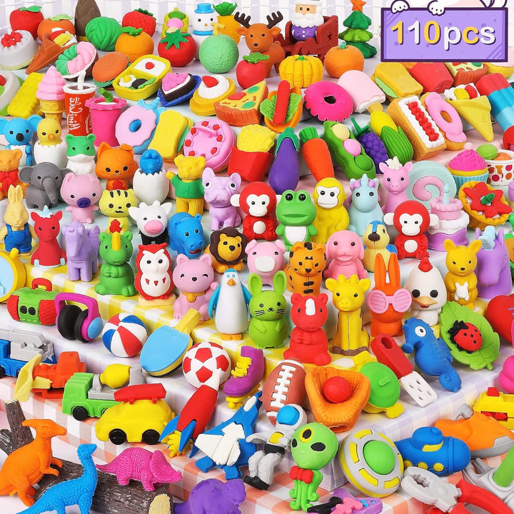 70 Pack Animal Erasers for Kids Bulk Desk Pets Classroom Prizes Treasure Box Toys for Classroom Supplies, 3D Puzzle Mini Erasers Pencil Eraser Back to School Supplies for Kids Party Favors (Random)