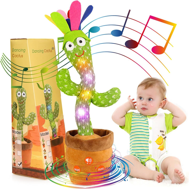 Dancing Cactus Baby Toys 6 to 12 Months, Talking Cactus Toys Repeats What You Say Baby Boy Toys, Dancing Cactus Mimicking Toy with LED English Sing Talking Musical Toys