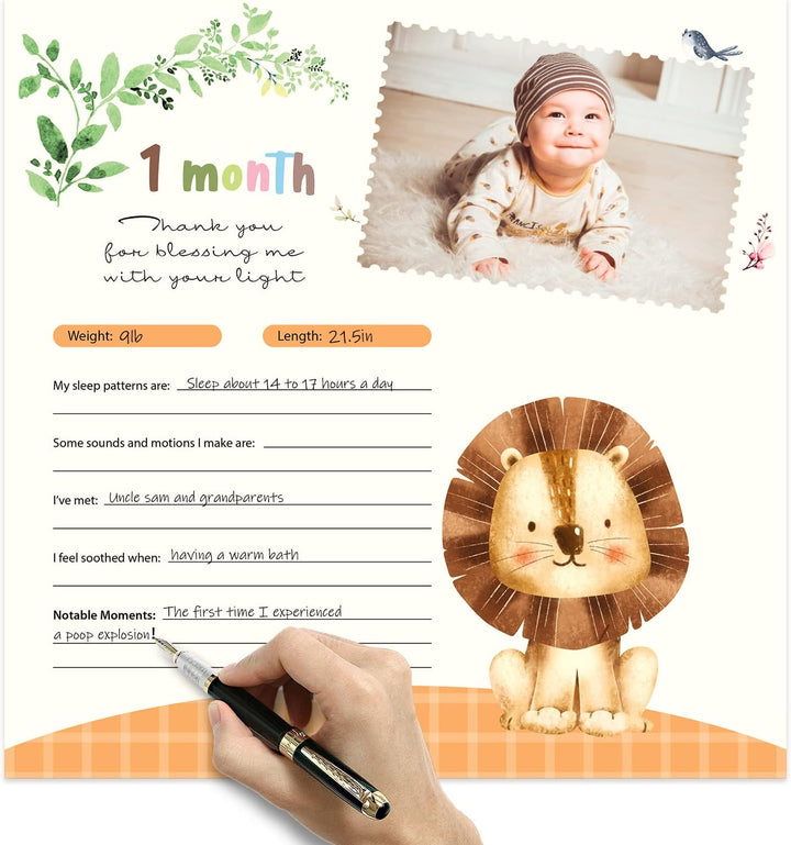 Baby'S First Year Calendar with Stickers by Bright Day - 1St Year Tracker - Baby Memory Book for Girls to Document and Cherish Baby First Year Milestones,- Milestone Keepsake for Baby Boy with Pocket