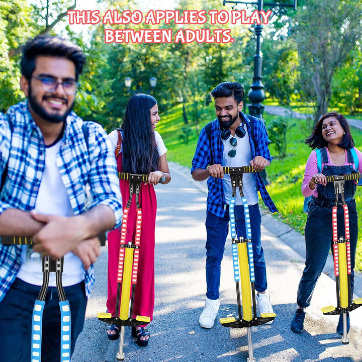 2 Pcs Pogo Stick, Suitable for 80-160 Lbs, Soft Foam Jump Stick, Easy Grip Handles, for Beginners Teens Adults Outdoor Exercise Body Balance Keep Healthy(Blue, Red)
