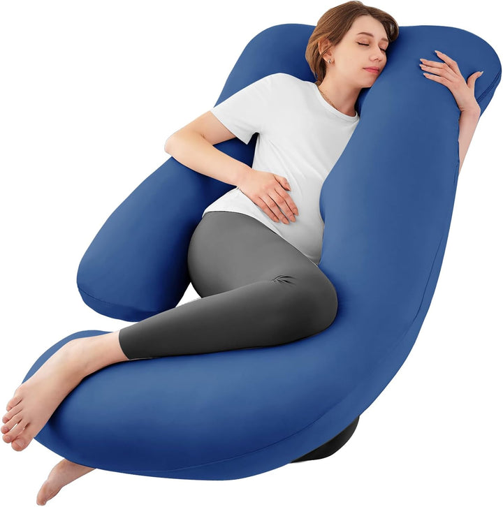 Pregnancy Pillows for Sleeping, U Shaped Cooling Full Body Pillow with Removable Cover, Pregnant Women Must Haves, Maternity Essential, Light Grey