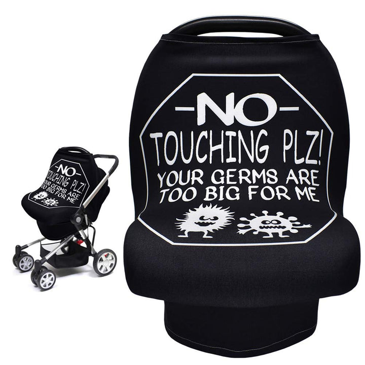 No Touch Sign Car Seat Cover for Babies, Mom Nursing Covers Breastfeeding Scarf, Multi Use Infant Carseat Canopy for Newborn Carrier/Stroller/Shopping Cart, Baby Shower Gifts for Boy Girl