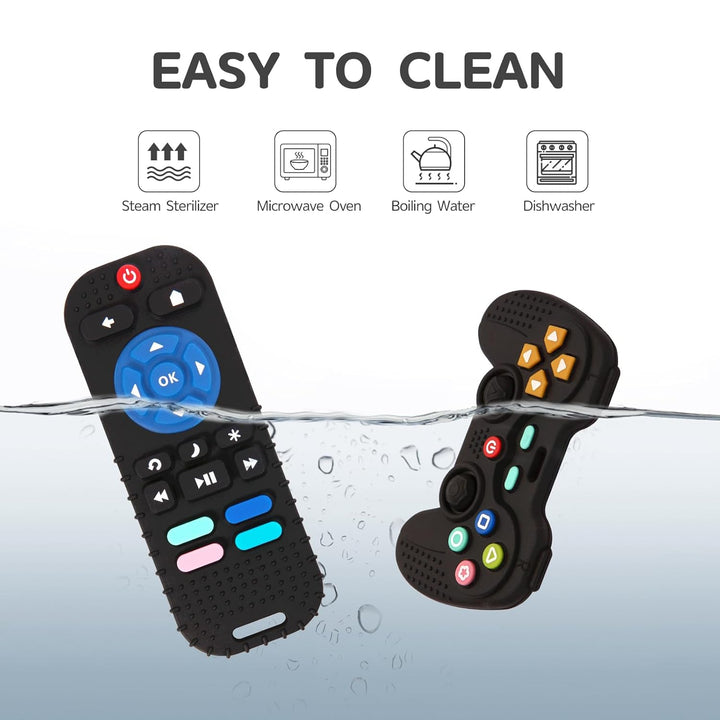 2 Pack Silicone Teething Toys for Babies 0-6 Months, Teethers for Babies 6-12 Months, Remote Teether for Baby, Sensory Toys for Babies, Baby Chew Toys