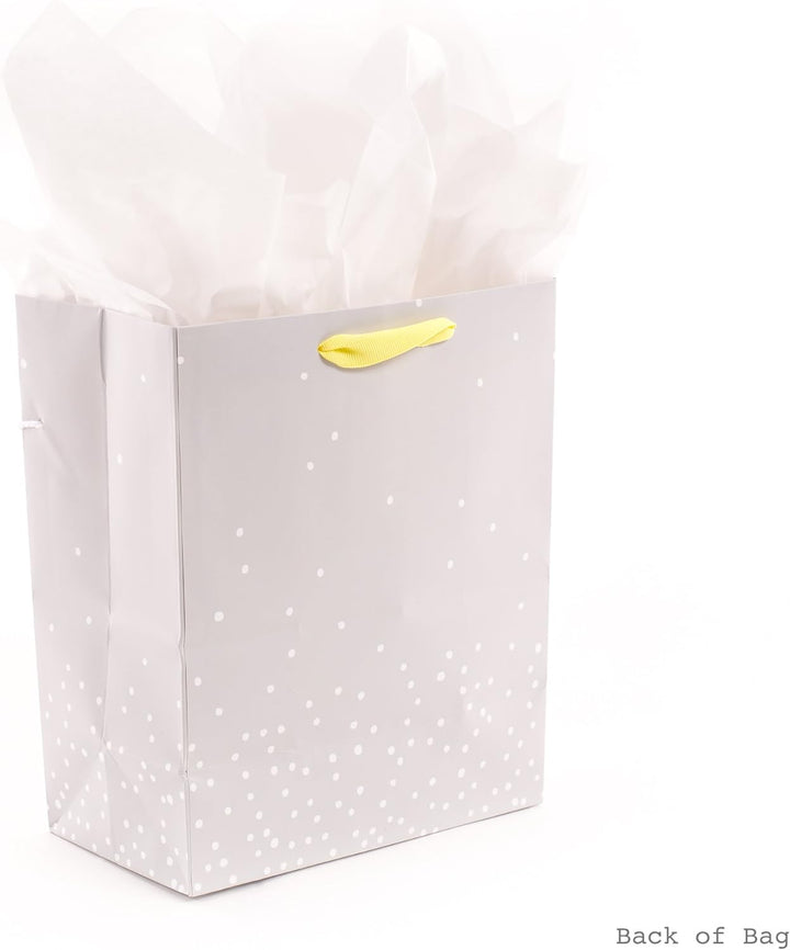 9" Medium Baby Gift Bag with Tissue Paper - Baby Banner in Grey, Pink and Blue for Baby Showers, New Parents, and More