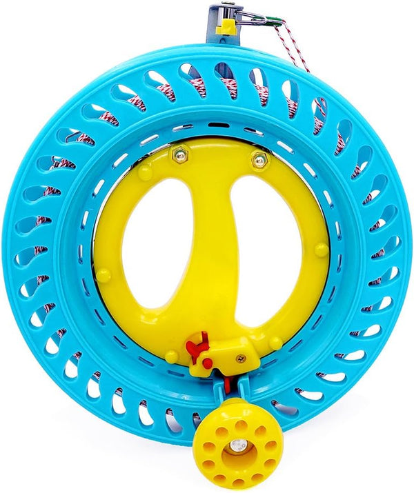 8.7In Lockable Kite Reel Winder with 500Ft 120Lb Dacron Line Smooth Rotation for Single Line Inflatable Delta Octopus Kite Flying