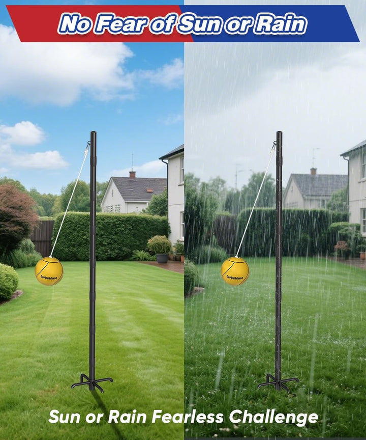 8" Regulation Sized Tetherball, Rubber Tether Balls and Rope Set for Outdoor Backyard Game, Portable Replacement Tether Ball with Carabiner, Ball Pump for Kids Adults & Dogs