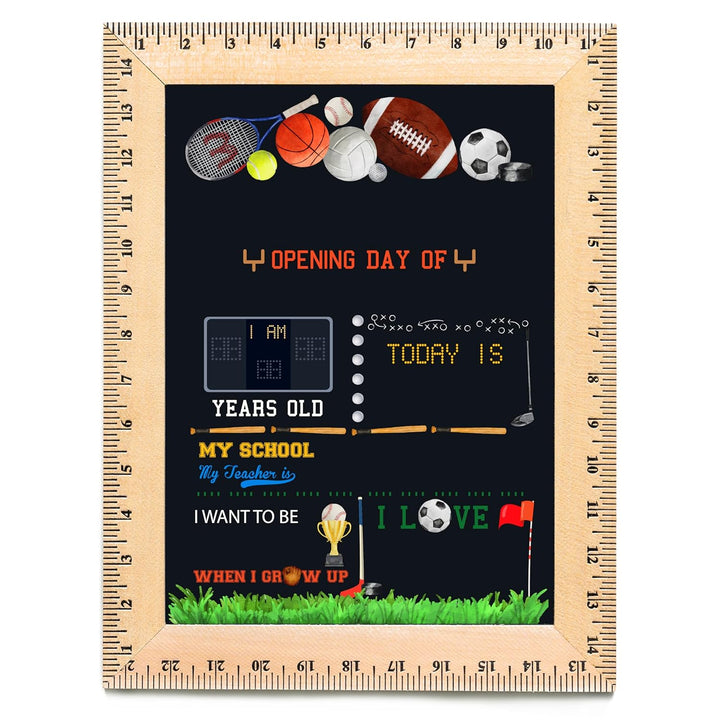 Bloom Owl First Day of School Chalkboard Sign - 11.5"X15" Reusable Back to School Photo Prop with Wooden Ruler Frame for Preschool, Kindergarten, and Beyond