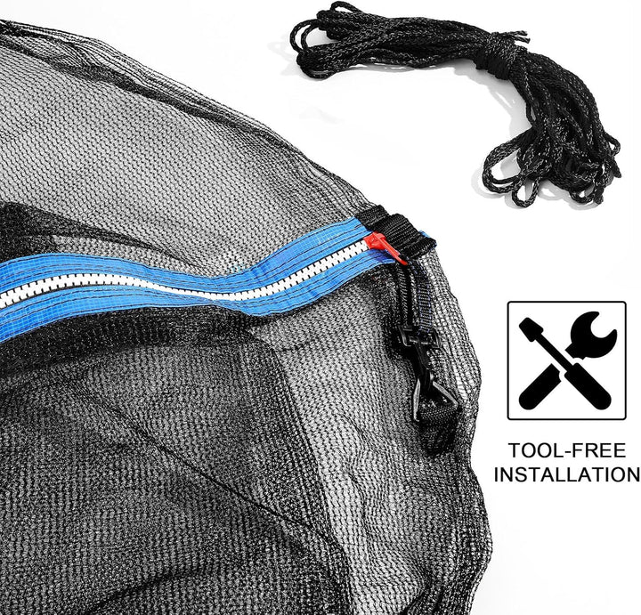 Trampoline Net Replacement Trampoline Safety round Frame Enclosure Weather Resistant Breathable Net with Double Headed Zippers