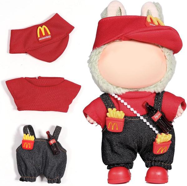 for Labubu Clothes/For Labubu Outfits,Clothes Set for 17Cm Lububu Doll,3 Piece Set Hat Clothing for LA BUBU, Boys and Girls Stylish Adorable Dolls Clothes Accessories (No Doll)_01