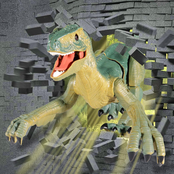 Remote Control Dinosaur Toys for Kids - Build a Big Walking Velociraptor Dino with Light and Sound, Birthday Gift Ideas for Boys and Girls 3-5 5-7 8-12 Year Old