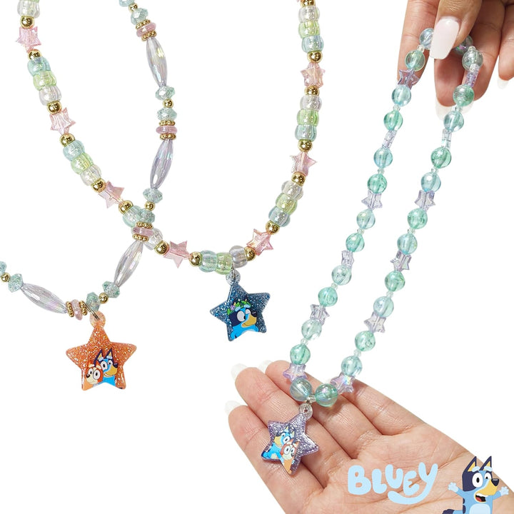 Bluey Girl'S Jewelry Set - Dress up Toy Jewelry Box Set with Bead Necklace, Bracelet and Ring - Play Accessories - Ages 3+