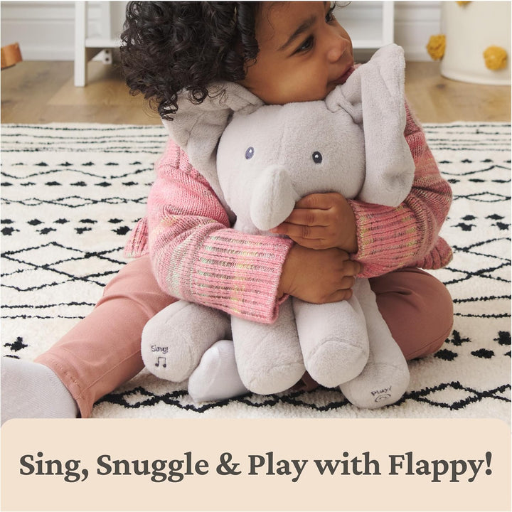 Animated Flappy the Elephant Plush, Singing Stuffed Animal Baby Toy for Ages 0 and Up, Gray, 12"