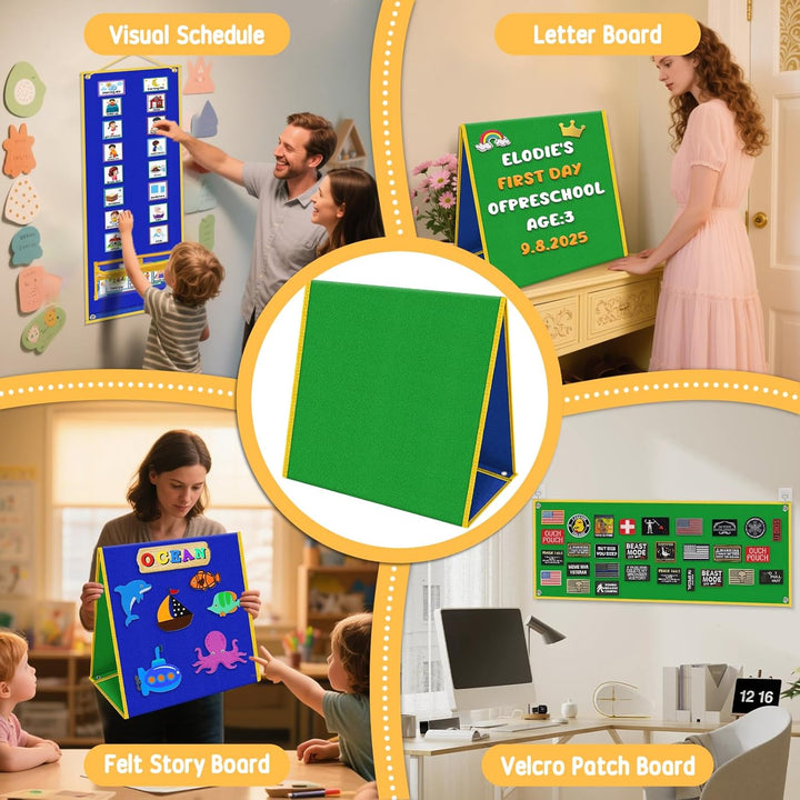 Foldable Felt Board - Double-Sided Flannel Story Board for Preschool Learning, Interactive Storytelling & Play | 13" X 12" Portable Felt Play Board for Home & Classroom Use
