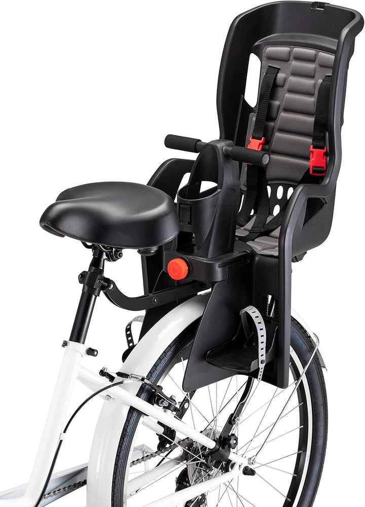 Deluxe or Ovation Child Bike Carrier, Seats One Kid Ages 1+, Frame Mount, Adjustable Safety Harness, Quick Release Design, Comfortable Padding, Rear-Mounted Child Bike Seat for Toddler