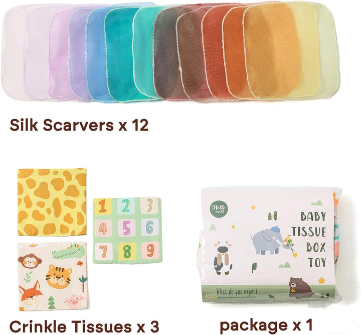 Baby Tissue Box Toy for Babies 6-12 Months - Montessori Toys Baby Tissue Box Sensory Toys for 1 Year Old - Boy Girl Gifts for Babies 6 12 18 Months Old