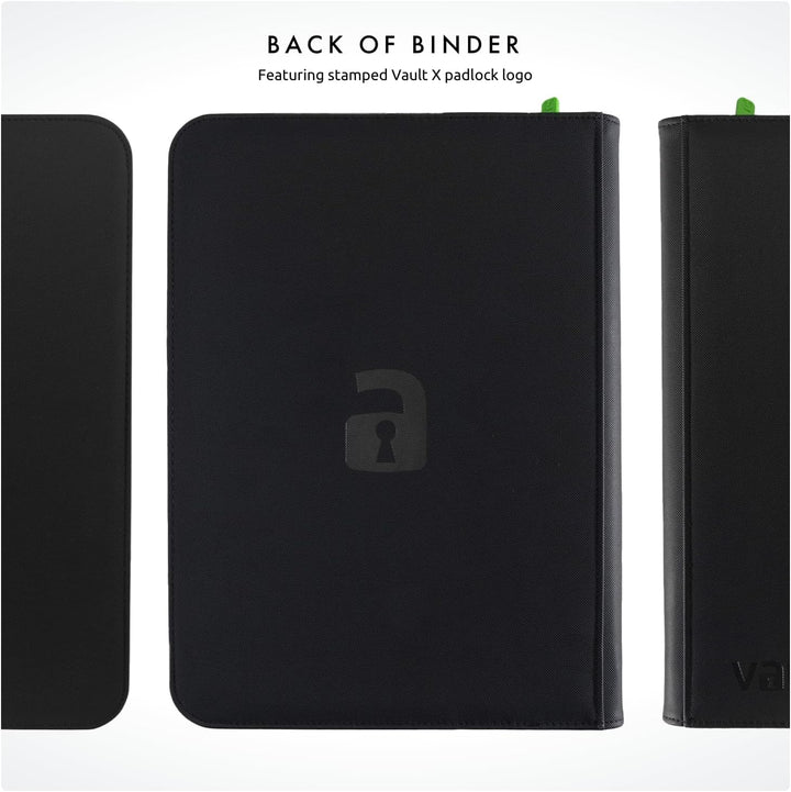 9 Pocket Trading Card Zip Binder, 360 Cards, Premium Exo-Tec Album Material, 20 Side-Loading Pages, Folder for Collectible Games, Sports, TCG (Black)