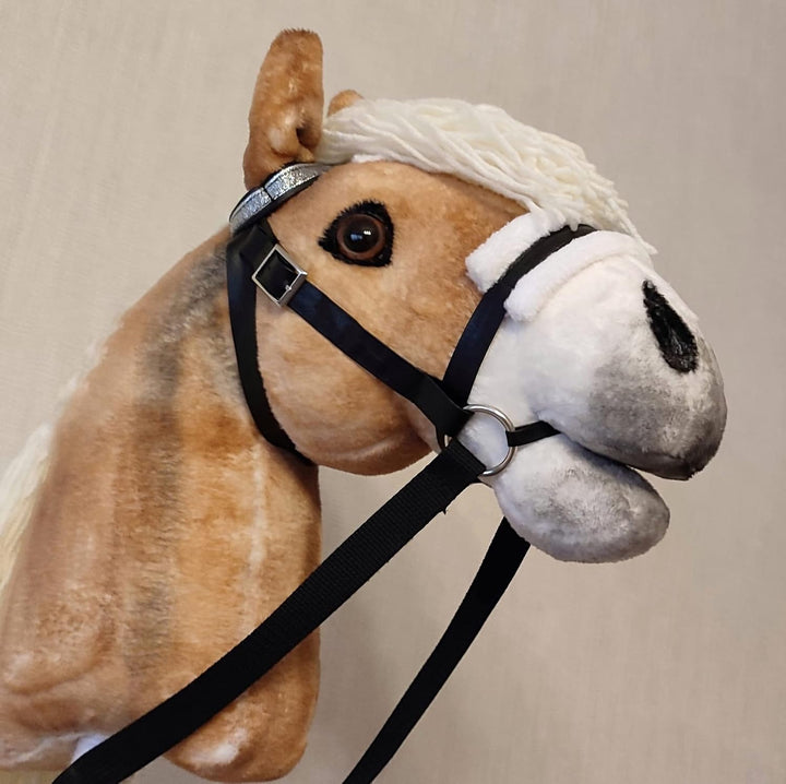 Hobby Horse Realistic with Bridle - A3 Haflinger Horse on Stick