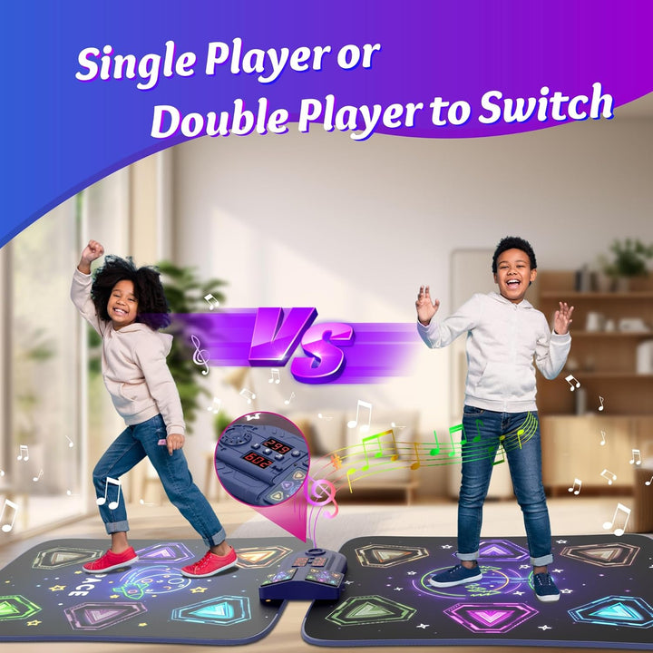 Dance Mat Toys for 3-12 Year Old Girls Boys,Dance Mat for Kids with Light up 12-Buttons, Music Dance Toy for Toddler with 5 Modes & Bluetooth,Birthday Xmas Gifts for 3 4 5 6 7 8 9 10+ Year Old Kids