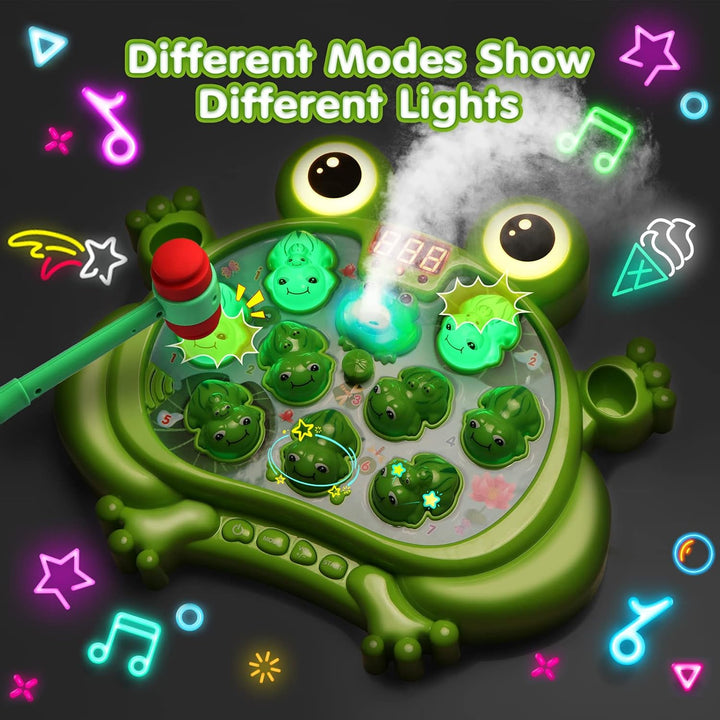 Toys for 2 3 4 5 Year Old Boy,Toddler Toys Age 2-4, Whack a Frog Game,With 5 Modes,45 Levels,9 Music Spray and Light-Up, Baby Toy Gifts for Early Learning, Birthday Gift for Toddler Boy Toys