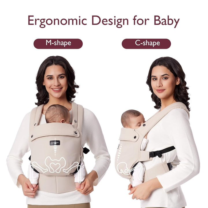 Baby Carrier - Ergonomic, Cozy and Lightweight Carrier for 7-44Lbs, Effortless to Put On, Ideal for Hands-Free Parenting, Enhanced Lumbar Support, Purehug for Infant to Toddler, Khaki