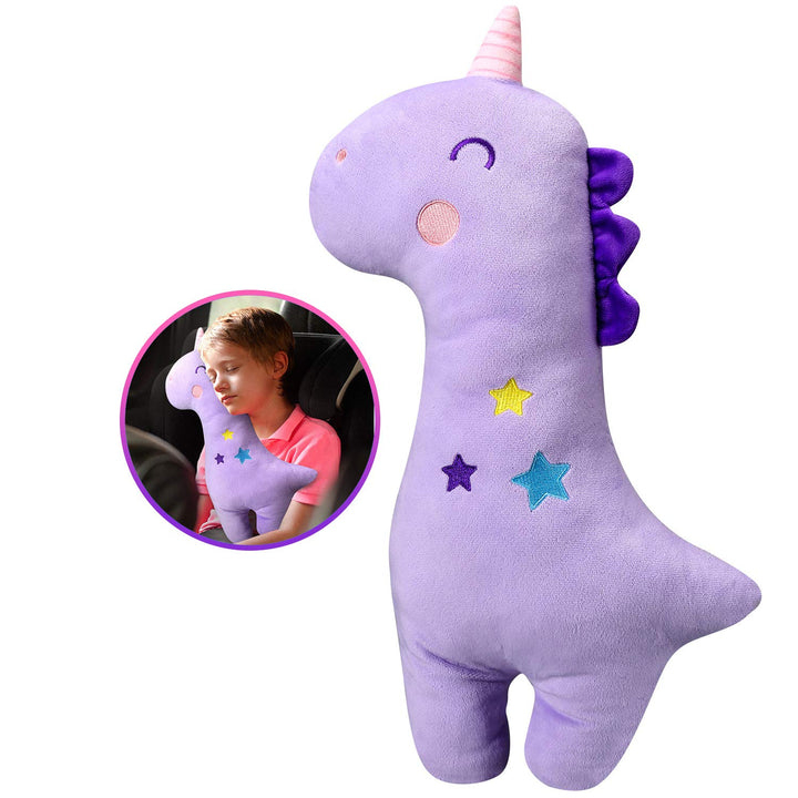 Unicorn Seat Belt Pillow Kids Cover, Vehicle Shoulder Pads, Car Seatbelt Cushion for Kids, Strap Pillows Animal Travel (Purple)