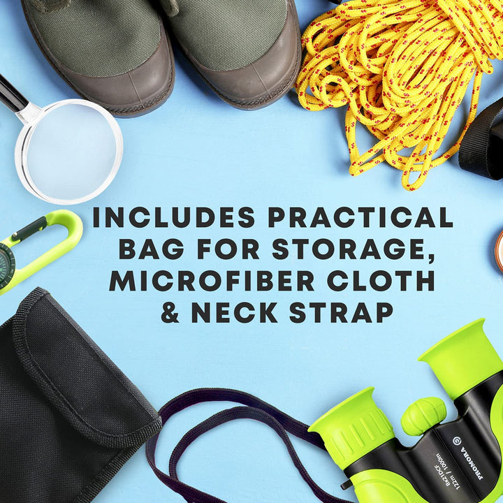 Binoculars for Kids, Set with Magnifying Glass & Compass Purple - Perfect Toy for Little Boys and Girls, Kids Binoculars for 3-12 Years Boys and Girls Present for Toddler