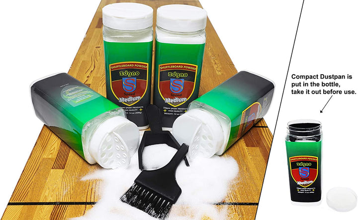 Shuffleboard Wax - Shuffleboard Sand 4 Pack with Mini Brush and Dustpan Set (4 X 14Oz)