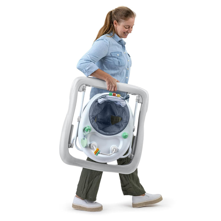 Smooth Strides Activity Baby Walker - Chambray, Developmental Walker, 3 Adjustable Heights, Toys Included, 6M-12M