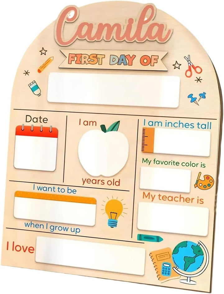 Personalized First and Last Day of School Chalkboard Sign, Custom Back to School Board for Kindergarten, Capture Sweet Memories, Ideal for Photos, Eco-Friendly Material, Durable Design