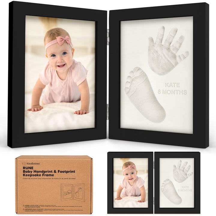 Personalized Baby Hand and Footprint Kit, Quick Dry Clay - Newborn Keepsake Feet and Handprint Kit, Nursery Picture Frame, New Mom Gifts for Baby Showers & Registry (Alpine White)
