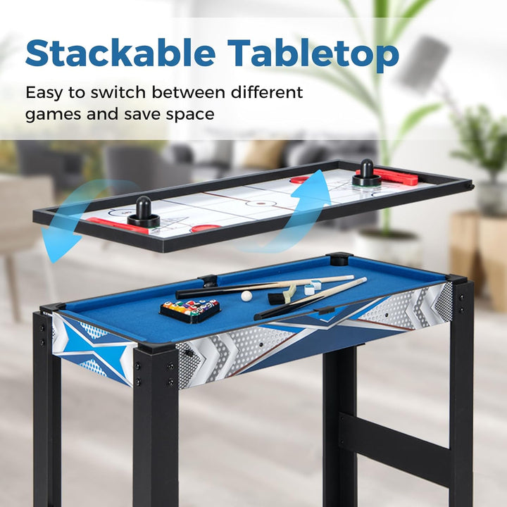 6 in 1 Multi Game Table, Combo Game Table W/Basketball, Billiards, Ping Pong, Hockey, Shuffleboard, Bowling for Home, Game Room, Friends & Family, Combination Game Table Set for Adults Kids