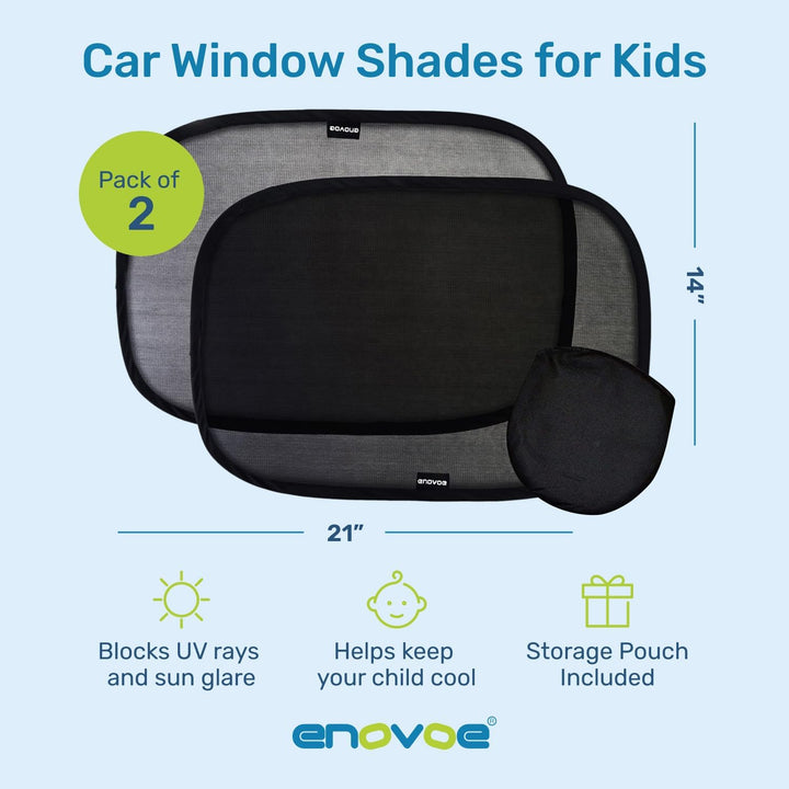 Car Window Shades for Baby (2 Pack) - 21X14 Inches Sun Shade Blocker, Cling - Glare Shield and UV Rays Protection for Your Child - Side Windows Screens for SUV- Mesh Window Shades for Car Baby