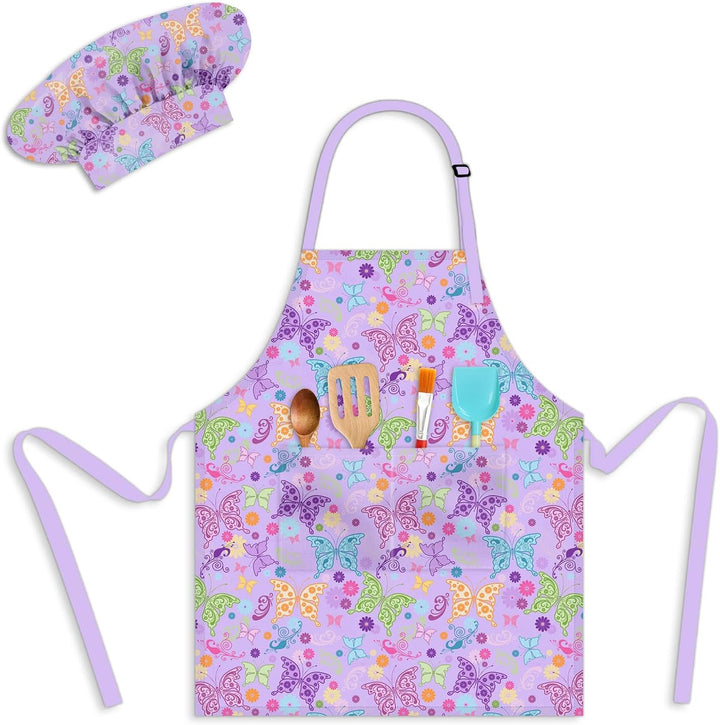 Kids Aprons for Girls Toddler Aprons with Pockets for Kids Cooking Baking Painting Crafting Art Gardening Adjustable
