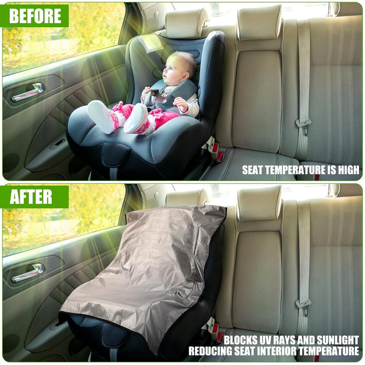 2 Pcs Car Seat Sun Shade Cover Car Seat Cooler Toddler Car Seat Cover Heat Protector Reflective Baby Seat Covers Keep Baby Cool and Child Safety for Travel (Strap Style,Silver Coated Cloth)
