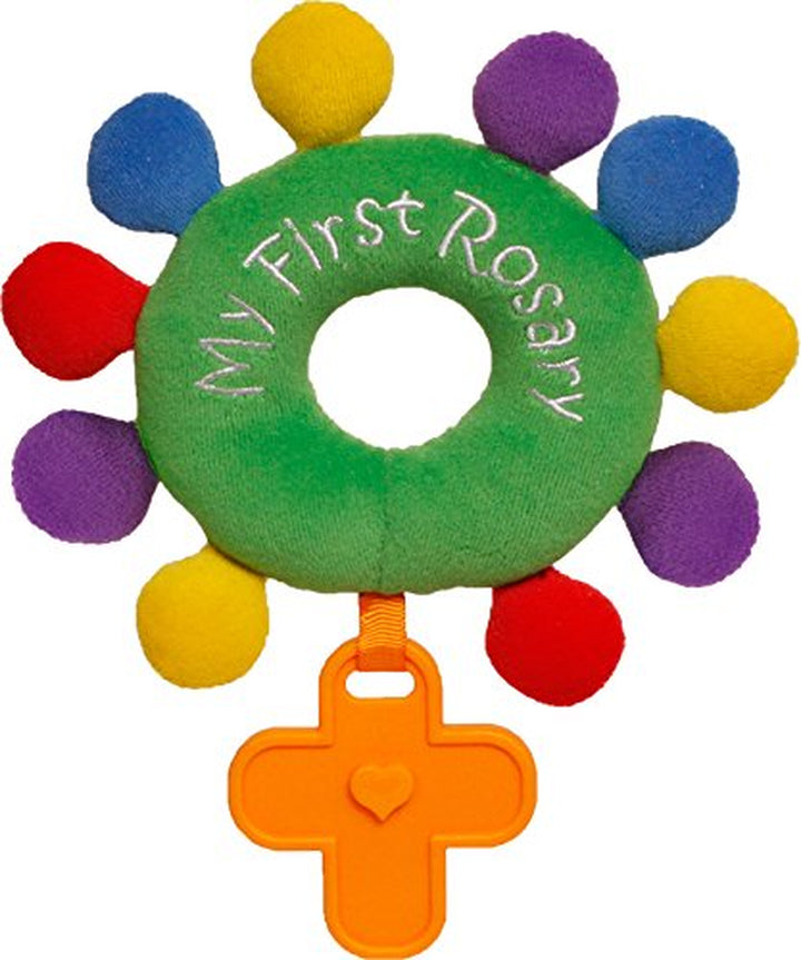 Baby Rosary Rattle My First Rosary Baptism Gift Plush Joyful Pink