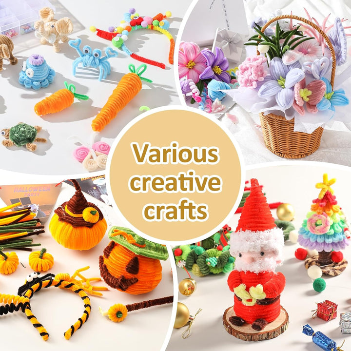 400 PCS 20 Colors Thick Pipe Cleaners Craft, Multi-Colored Chenille Stems for Craft Supplies & Materials, Fuzzy Pipe Cleaners Bulk for DIY Arts Projects, Rainbow Pipe Cleaners(12Inch*6Mm)