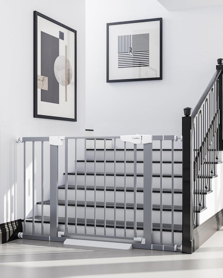 29.7-46" Baby Gate for Stairs, Toddler Safety Essentials for the House, Auto Close Dog Gate for Doorways, Mom'S Choice Awards Winner-Easy Install Pressure Mounted Pet Gates for Dogs, White