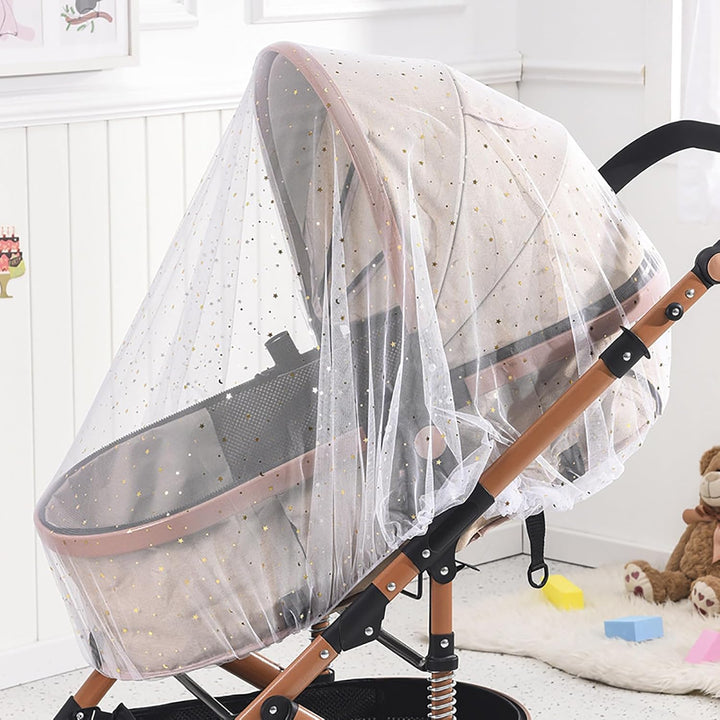 Mosquito Net for Baby Pram, Daisy Print Stroller Netting Cover - Perfect Bug Net for Strollers, Bassinets, Mini Crib, Cradles and Playards (White Daisy)