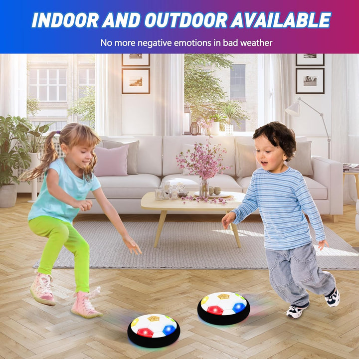 Kids Toys Hover Soccer Ball (Set of 2), Battery Operated Air Floating Soccer Ball with LED Light and Soft Foam Bumper for Indoor Outdoor Game, Gifts for Age 3 4 5 6 7 8-16 Year Old Boys Girls