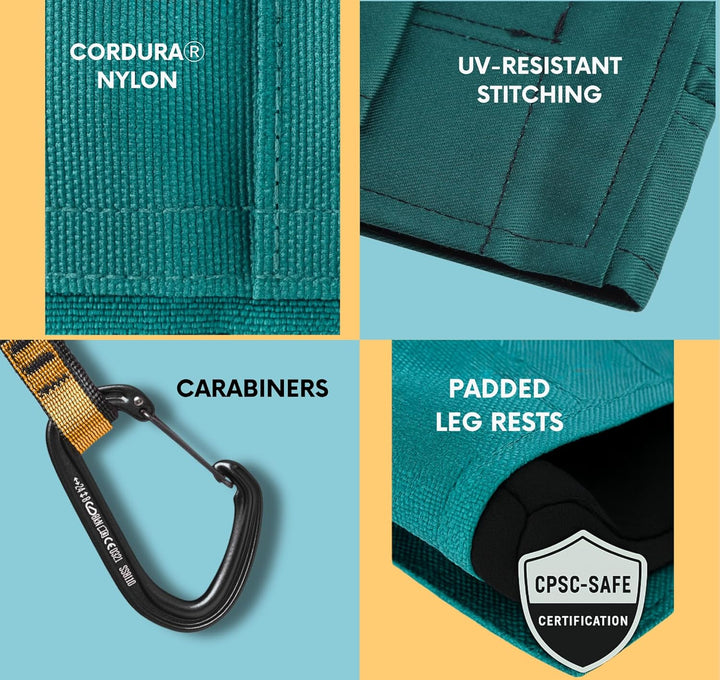 Kids Carrier | Ultra Lightweight Child Carrier for Hiking | Ultra-Compact Kids Carrier to Attach Your Hiking Backpack for Children 1+ Years, up to 43 Lbs Pounds (Light Teal with Gold)